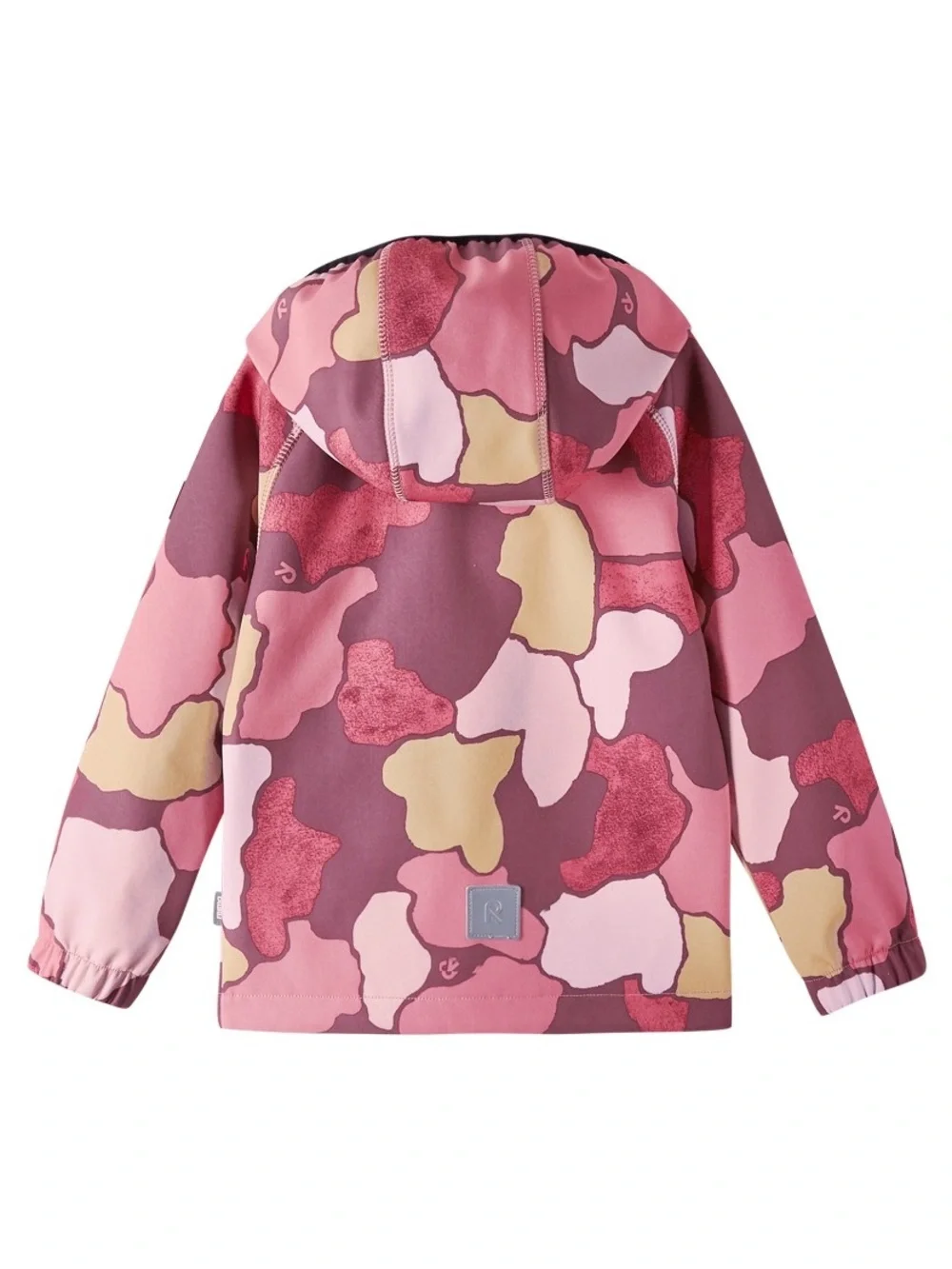 Reima Girls' Pink Sunset Camo Vantti Soft Shell Fleece-Lined Waterproof Jacket—9